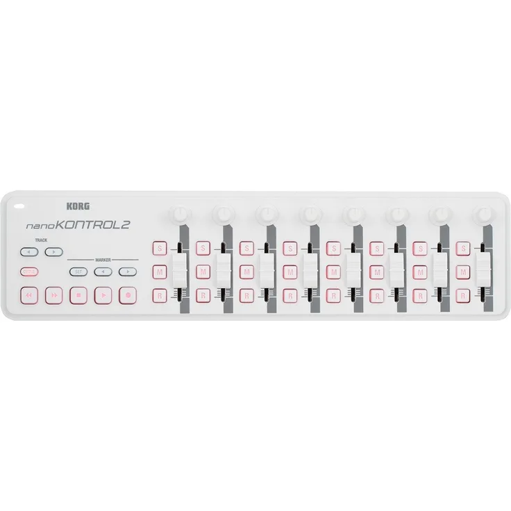 KORG nanoKONTROL2, USB-MIDI-Controller mit 8 Kanälen (8 Fader und 8 Drehregler), Weiß