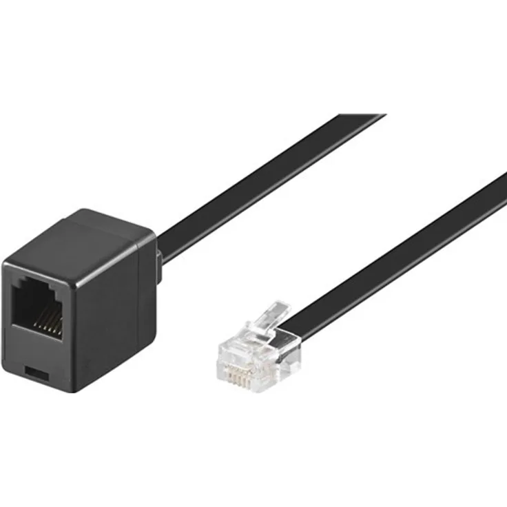 Goobay 68261 Modularverlängerungskabel, RJ12-Stecker (6P6C) > RJ12-Buchse (6P6C), 10m, schwarz