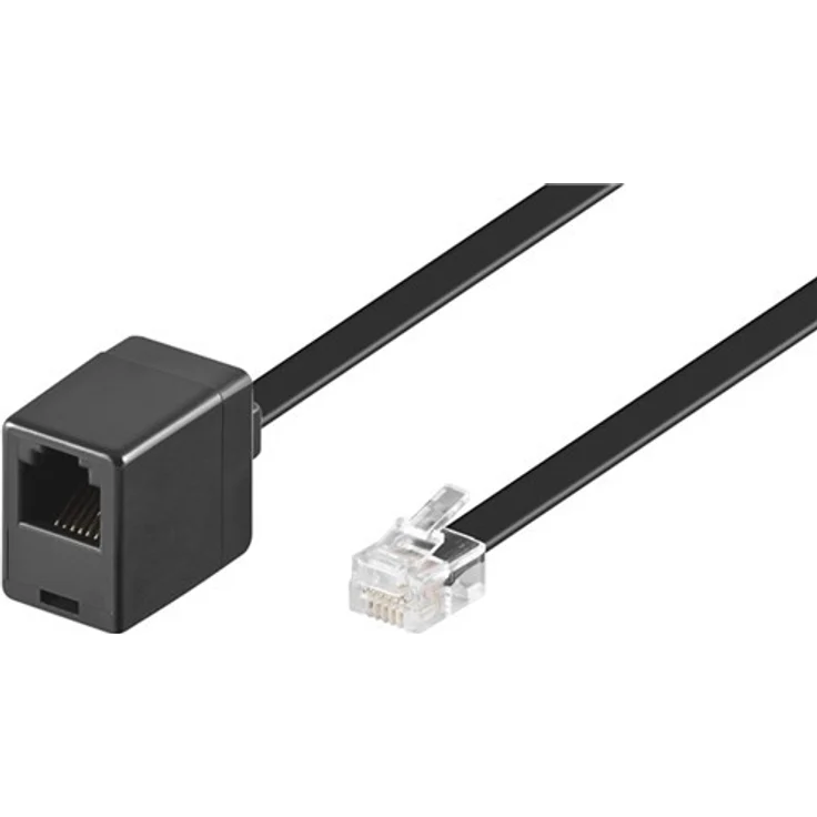 Goobay 68261 Modularverlängerungskabel, RJ12-Stecker (6P6C) > RJ12-Buchse (6P6C), 10m, schwarz – Bild 1