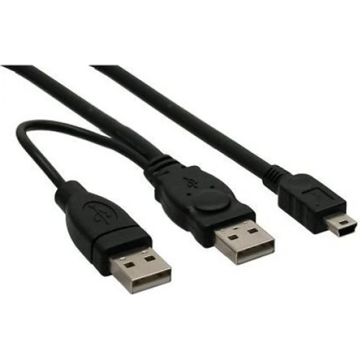 InLine USB Anschlusskabel 2xA/S - B mini 5pol/S 1,0m (33107X) – Bild 1