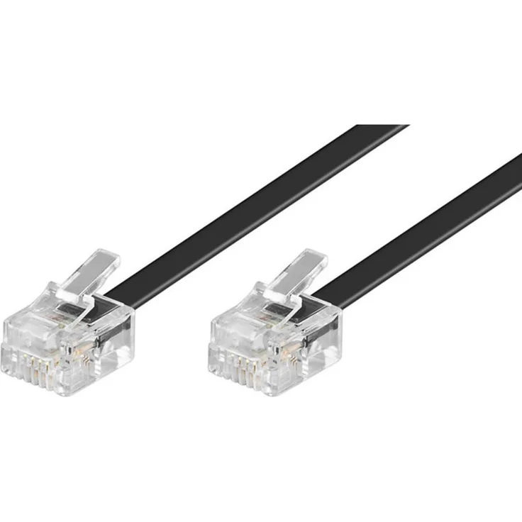 Goobay 50319 Modularanschlusskabel 10 Meter, Schwarz - RJ11-RJ14-Stecker (6P4C) auf RJ11-RJ14-Stecker (6P4C)