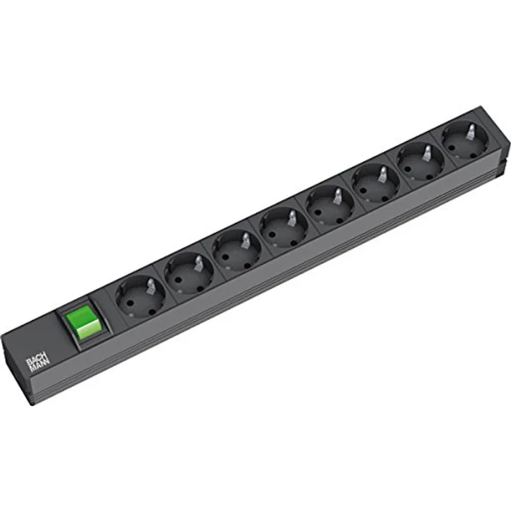 BACHMANN 19'Zoll Steckdosenleiste 8-fach mit E-A-Schalter schwarz