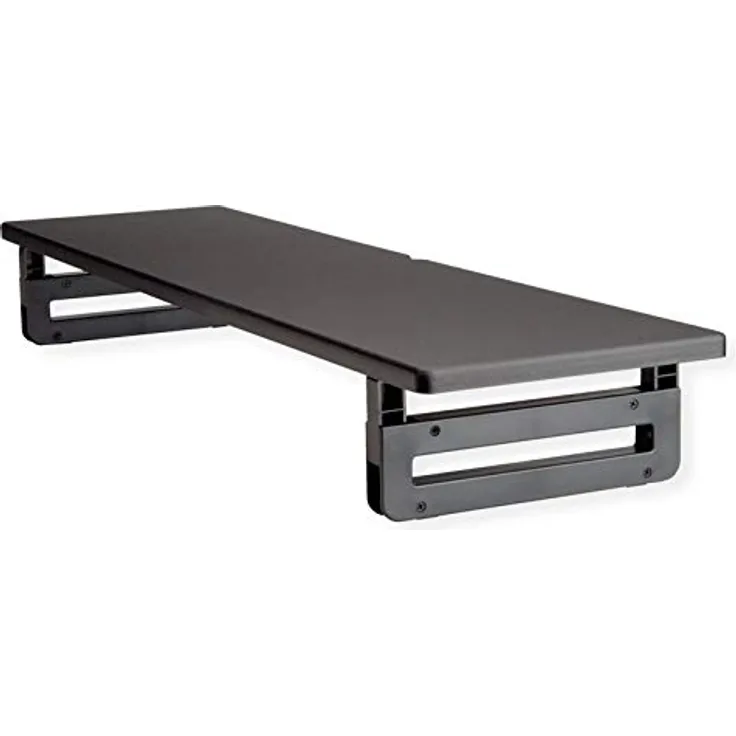 Value Monitor-/Laptop-Ständer, Höhenverstellbar, extra breit, Schwarz, Stabiler Ständer aus Holz für Bildschirm, Monitor, Notebook oder Laptop, für einen Aufgeräumten Arbeitsplatz