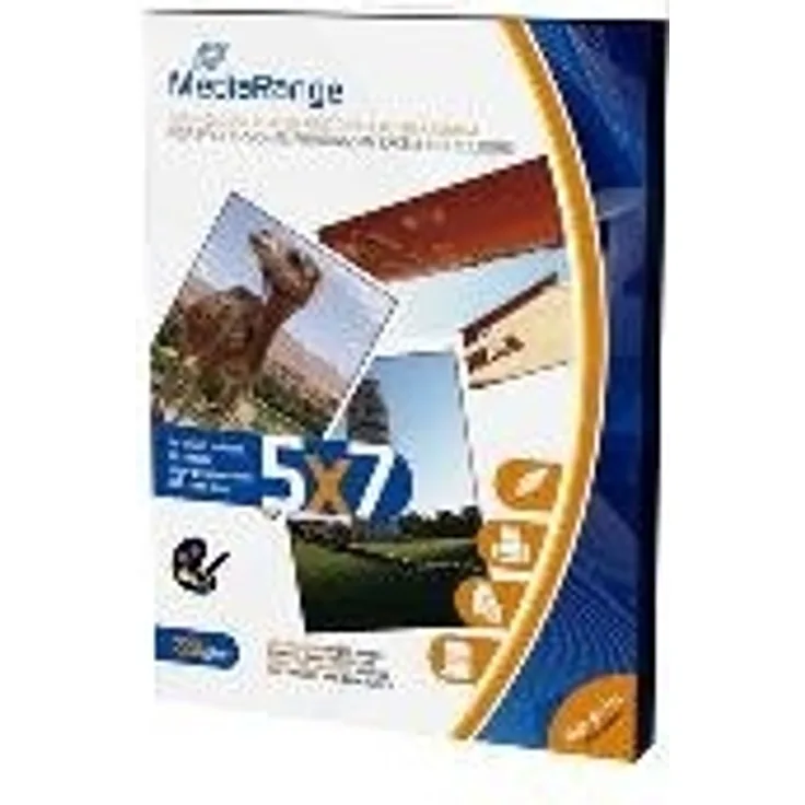 MediaRange 130x180mm Fotopapier-Karten, hochglänzend, 220g, 50 Blatt