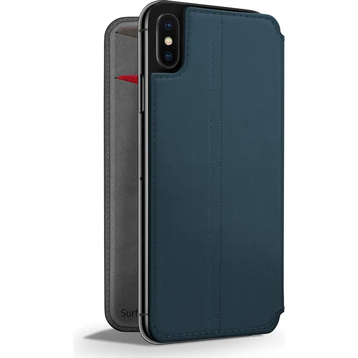 Twelve South SurfacePad für iPhone XS Max | Schmales Luxuslederfolio mit Auto Wach--Schlaffunktion (dunkeles blau-grün)