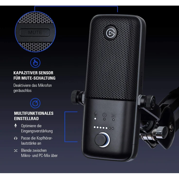Elgato Wave:3, Premium-USB-Kondensatormikrofon mit digitaler Mixing-Lösung, Anti-Clipping-Technologie und kapazitivem Sensor für Stummschaltung, für Streaming und Podcasting – Bild 6