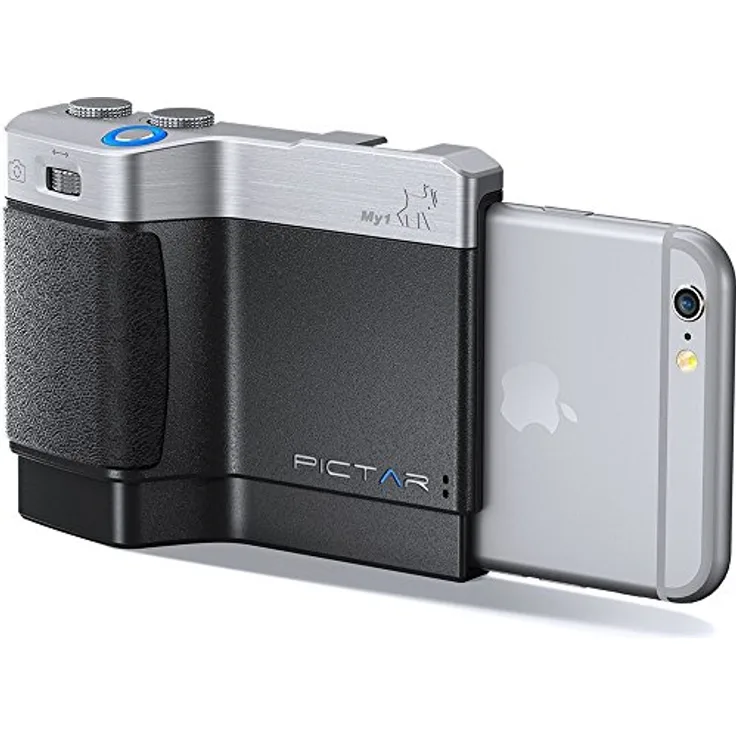Miggo Grip Photo Pictar One Objektiv für iPhone 4S-5-5S-6-6S-6SE-7 schwarz-silber