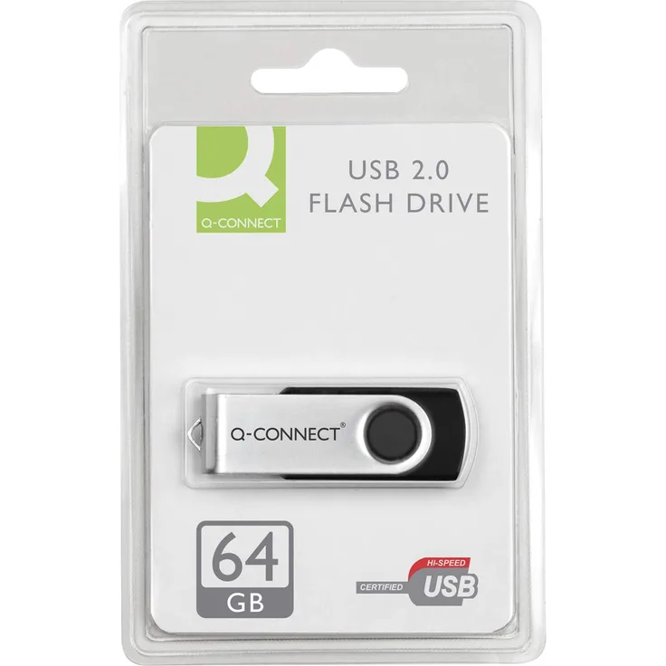 Q-Connect 64 Gb USB 2.0 Swivel Flash Drive