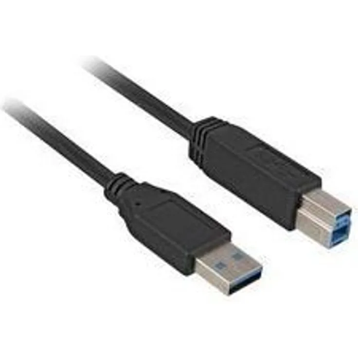 Sharkoon 5m, USB3.0-A-USB3.0-B - USB Kabel (USB3.0-A-USB3.0-B, 5 m, USB A, USB B, 3.0 (3.1 Gen 1), Male Connector-Male Connector, Schwarz)