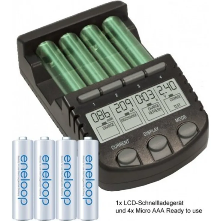 ALPHA700 Schnellladegerät mit LCD-Display inkl. 4x Sanyo HR-4UTG