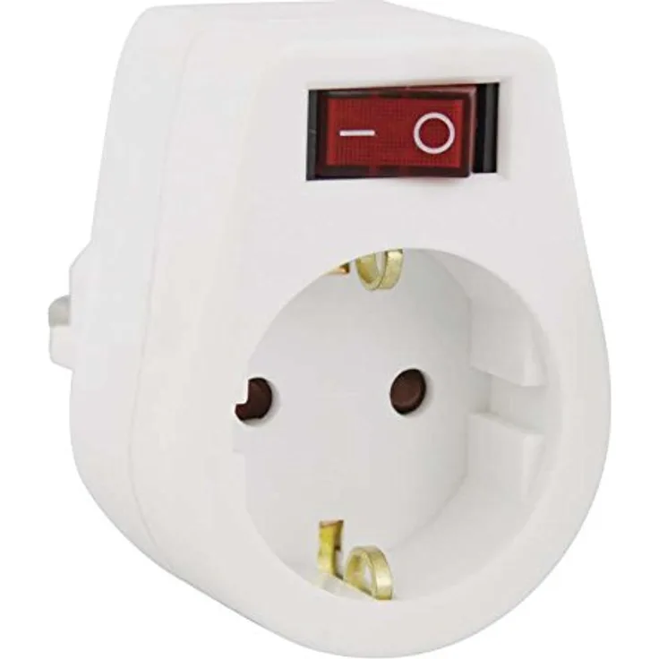 EMOS GES 058 Adapterstecker mit Schalter, Weiß, Kindersicherung, IP 20, bis 2500 Watt