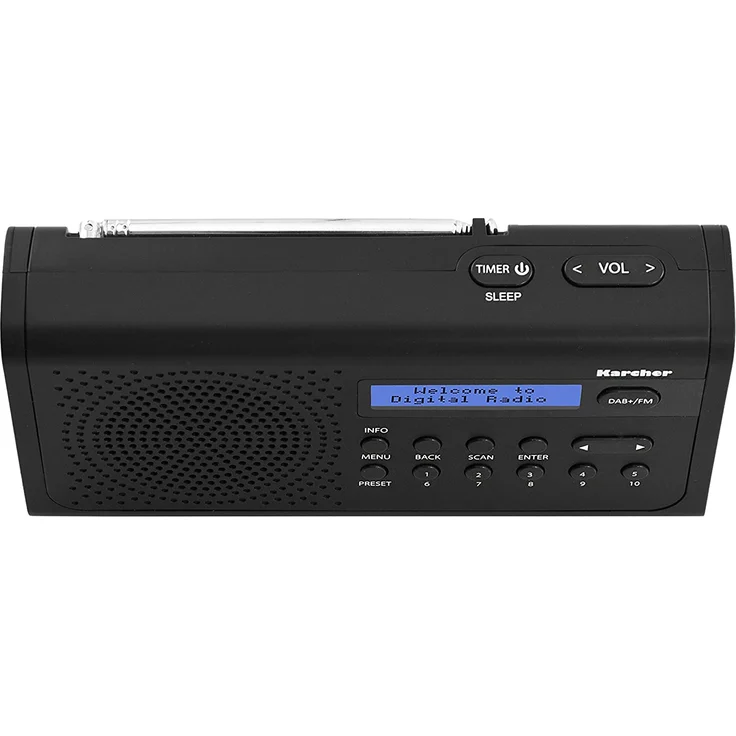 Karcher DAB 2405 tragbares Digitalradio (DAB+ - UKW Radio, Wecker, LCD-Display, Netz-Batteriebetrieb) schwarz – Bild 4