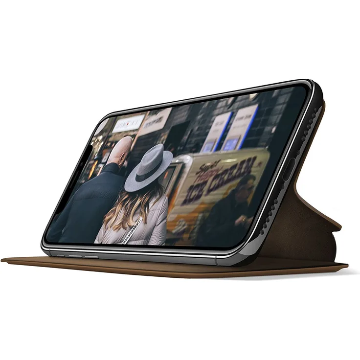 Twelve South SurfacePad für iPhone X , Schlankes Luxus-Folio aus Leder mit Weckfunktion (Cognac)