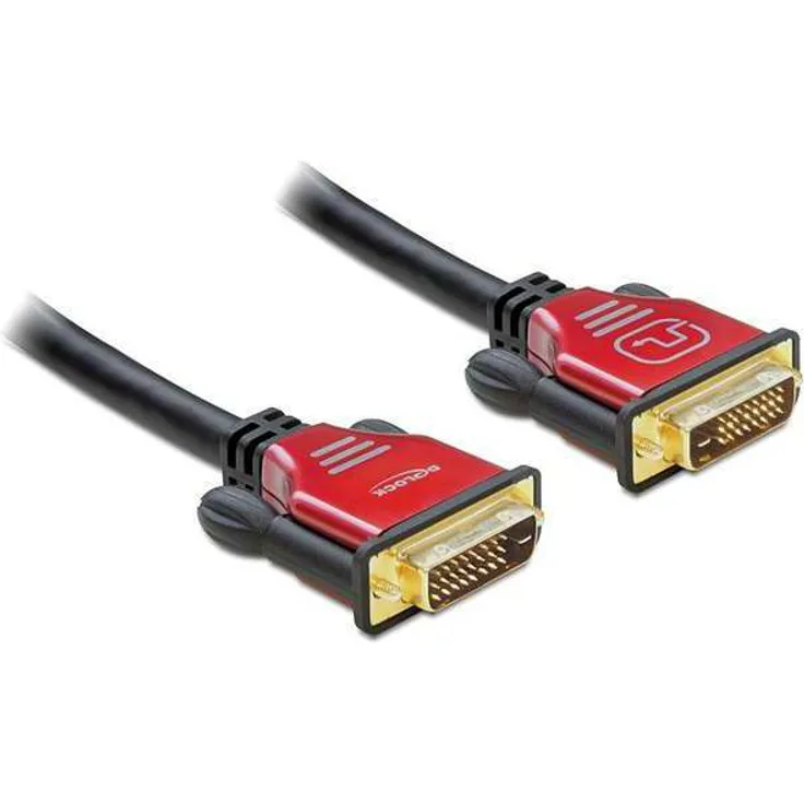 Delock Kabel DVI 24+1 Stecker > DVI 24+1 Stecker 3 m rot Metall