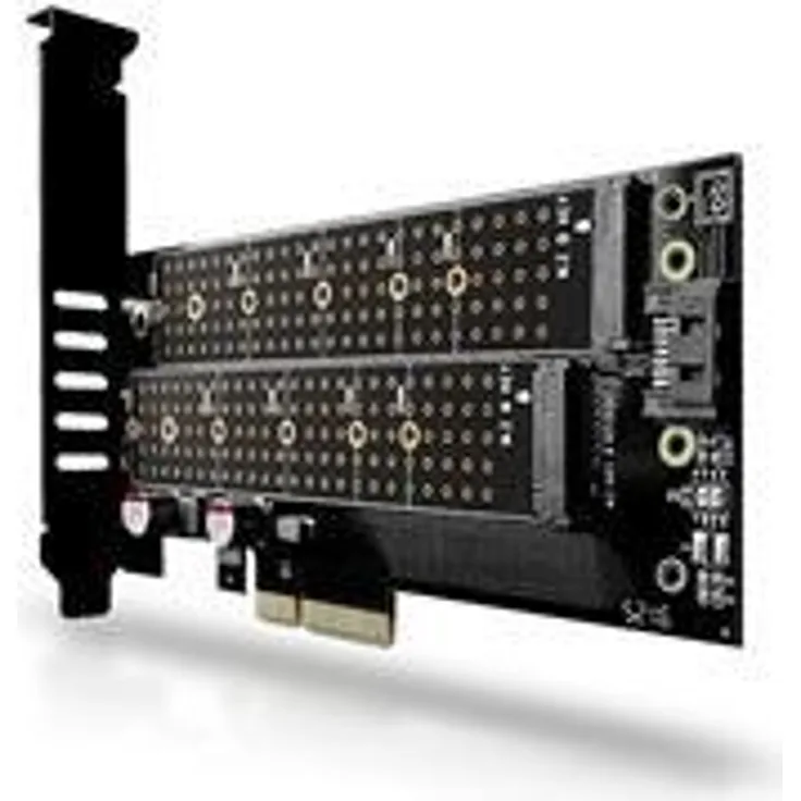 AXAGON PM2-D PCIE NVME+NGFF M.2 Adapter. Für Anschluss bis Zwei M.2 Festplatten zum Computer. 1x NVMe M-Key + 1x NGFF B-Key
