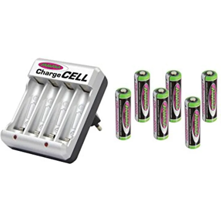 Jamara 153085 - Ladegerät Charge Cell VE6 AA 1.2V, im Blister inclusiv 6xAA 2400 mAh