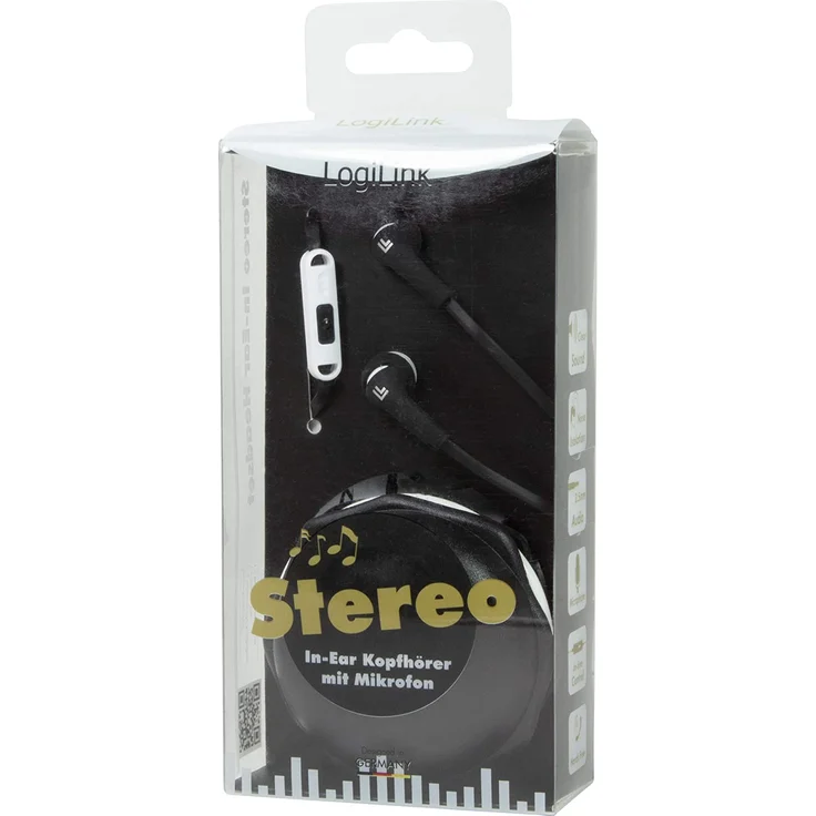 LogiLink Stereo In-Ear Kopfhörer, mit Mikrofon, Noise Cancelling, schwarz, weiß – Bild 5