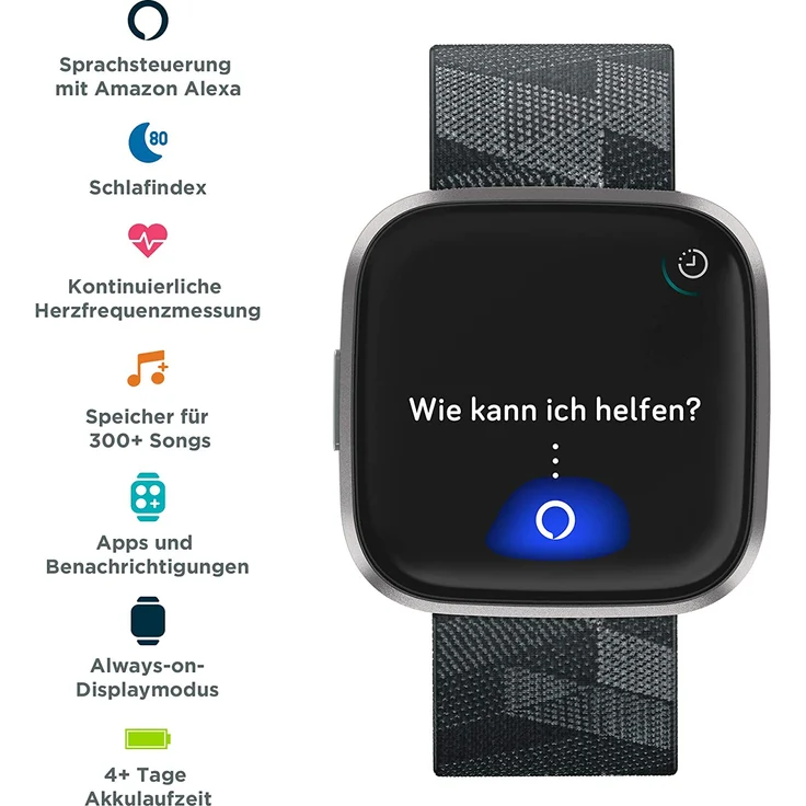 Fitbit Versa 2 Special Edition Smartwatch Unisex, Einheitsgröße, Rauchgrau – Bild 4