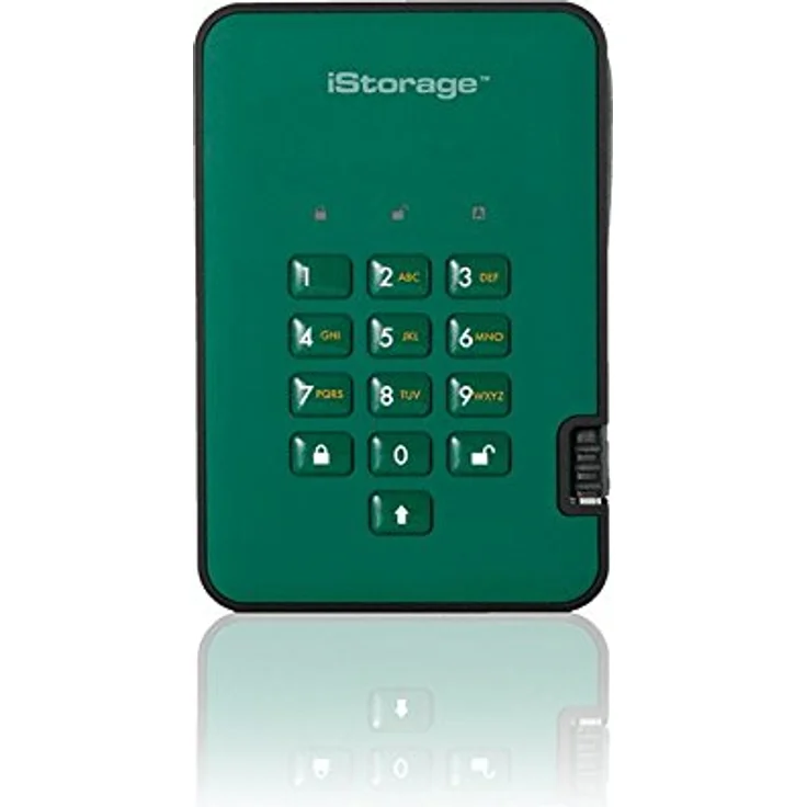iStorage IS-DA2-256-SSD-2000-GN 2TB diskAshur2 256-bit USB 3.1 Tragbares SSD-Laufwerk mit Hardwareverschlüsselung - Renngrün – Bild 1
