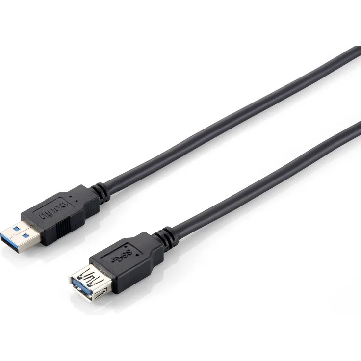 equip USB Datentransferkabel - 3 m - 1 x Typ A Stecker USB - 1 x Typ A Buchse USB - Vergoldete Kontakte - Schwarz (128399)