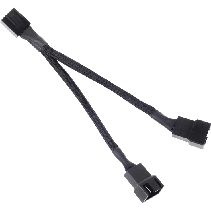 SilverStone SST-CPF01 - 10 cm PWM Lüfter Splitter Kabel für 2 Lüfter, schwarz gesleevt – Bild 1