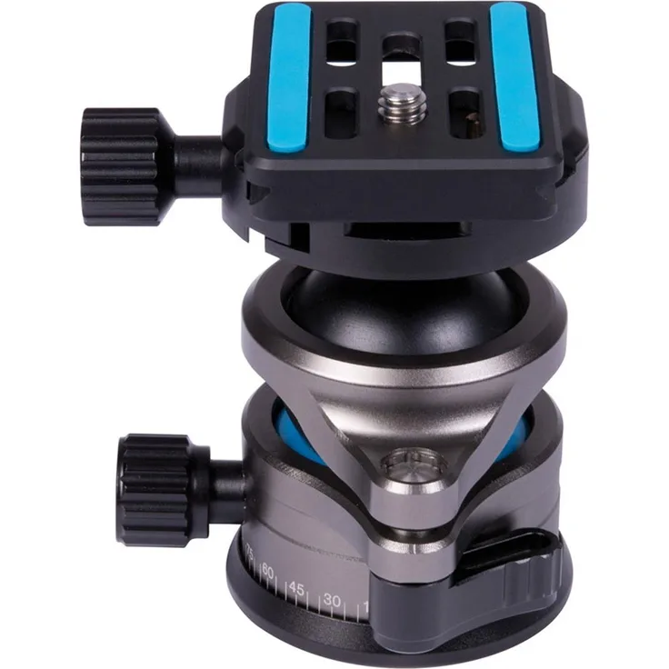 Dörr 386140 Kugelkopf CNC-30 Arca Swiss kompatibel (3-8 Zoll) Stativanschluss, 360 Grad Panorama-Skala, Schnellwechselplatte mit (1-4 Zoll) Kameragewinde und Integrierte Wasserwaage Titan-schwarz
