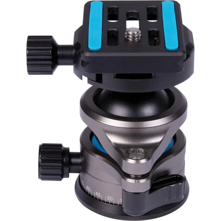 Dörr 386140 Kugelkopf CNC-30 Arca Swiss kompatibel (3-8 Zoll) Stativanschluss, 360 Grad Panorama-Skala, Schnellwechselplatte mit (1-4 Zoll) Kameragewinde und Integrierte Wasserwaage Titan-schwarz