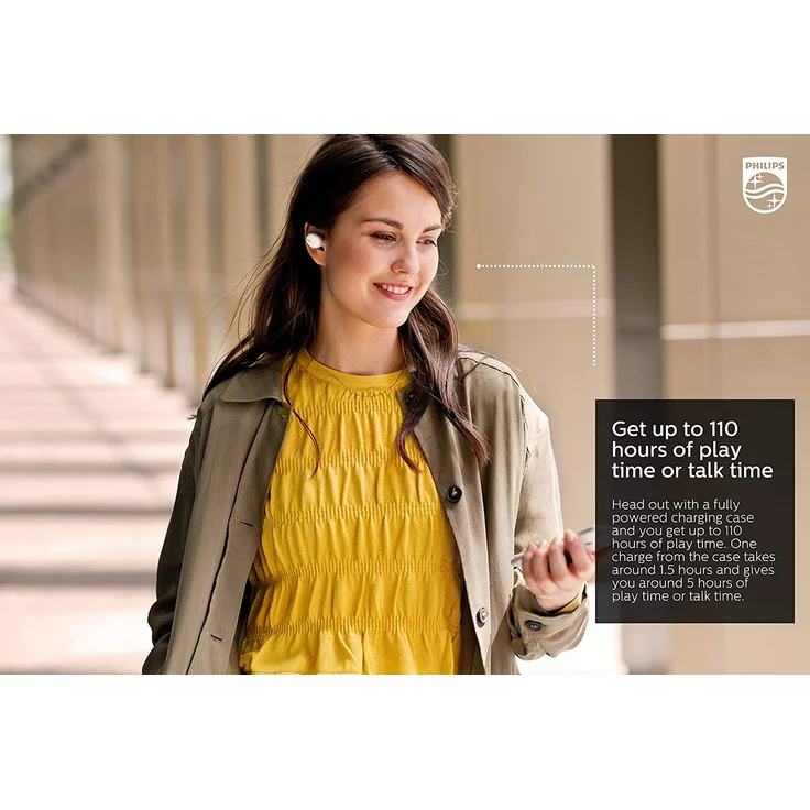Philips SHB2515WT-10 In-Ear Kopfhörer, mit Bluetooth, Mikrofon, grau, weiß – Bild 2