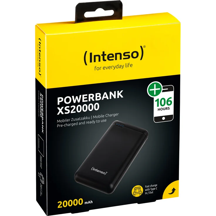 Intenso XS20000, externes Ladegerät, 20000 mAh, geeignet für Smartphones, Tablets, PCs, Digitalkameras, Nintendo Switch, Powerbank, schwarz (7313550) – Bild 5
