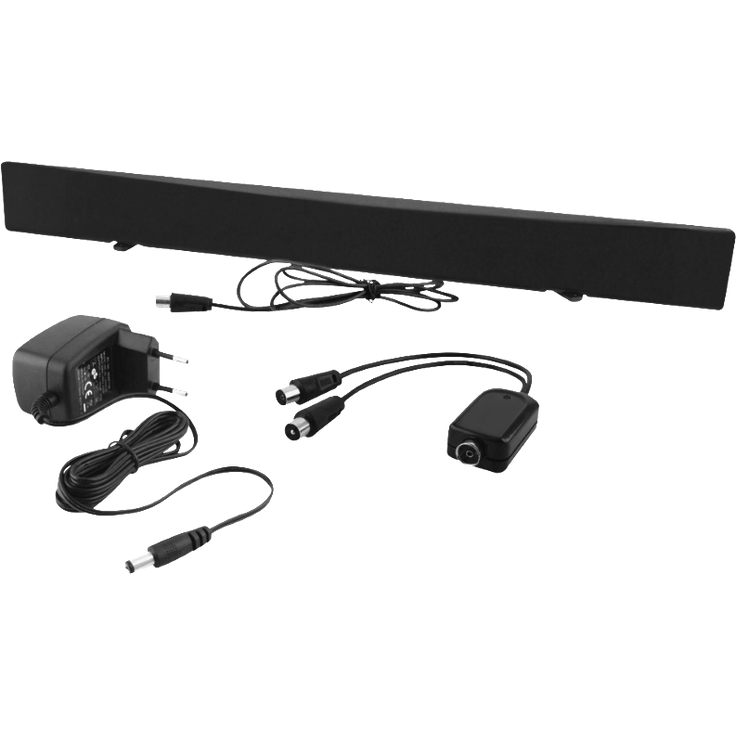 SCHWAIGER -DTA1000 011- DVB-T2 HD Zimmerantenne (aktiv)- mit Signaltrenner-für UHF-VHF Empfang-Flachpanelantenne-terrestrischer und digitaler Fernseh- und Radioempfang-schwarz