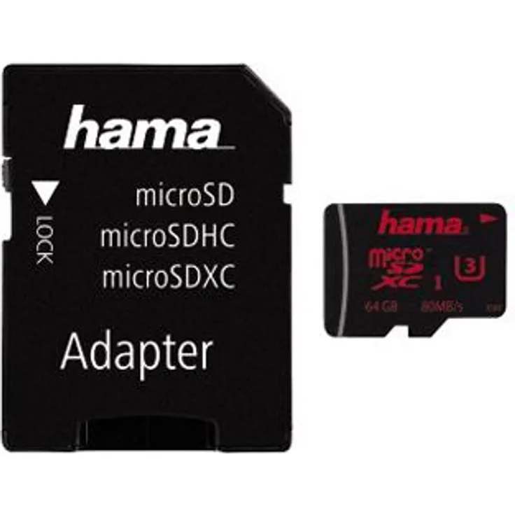 Hama microSDXC 64GB UHS Speed Class 3 UHS-I 80MB-s + Adapter-Mobile