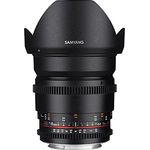 Samyang 16-2,2 Objektiv Video DSLR II Canon EF manueller Fokus Videoobjektiv 0,8 Zahnkranz Gear, Weitwinkelobjektiv schwarz