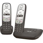 Gigaset A415A Duo, 2 Schnurlose DECT-Telefone mit Anrufbeantworter, Freisprechfunktion, Kurzwahltasten, Telefonbuch mit 100 Einträgen, kontrastreiches Grafik-Display und leichter Bedienung, schwarz