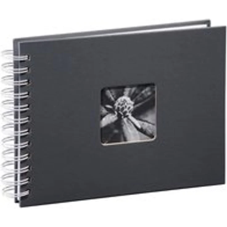 Hama Fotoalbum Spiralalbum, 50 weiße Seiten, 25 Blatt, Größe 24 x 17 cm, mit Ausschnitt für Bildeinschub, Fotobuch grau – Bild 1