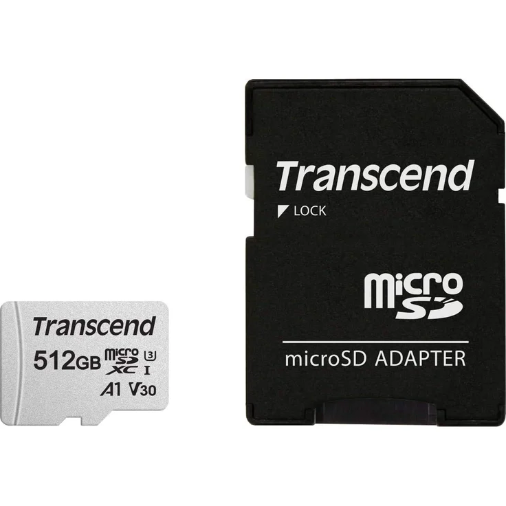 Transcend TS512GUSD300S-AE 512GB microSD UHS-I U3 A1 mit Adapter, FFP – Bild 1