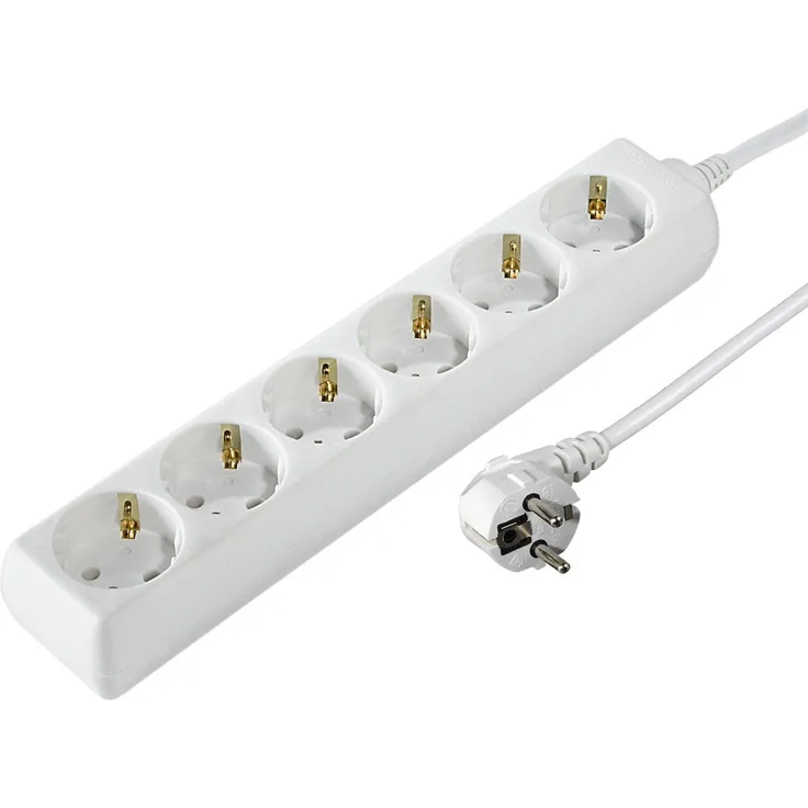 Hama Steckdosenleiste 6-fach (1,4m Kabelllänge, 45 Grad gedreht, Mehrfachsteckdose, GS geprüft) weiß