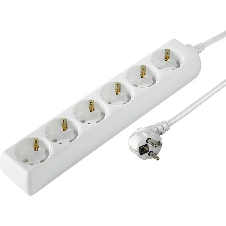 Hama Steckdosenleiste 6-fach (1,4m Kabelllänge, 45 Grad gedreht, Mehrfachsteckdose, GS geprüft) weiß – Bild 1