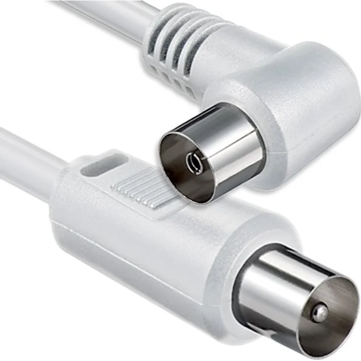 1aTTack Koaxial Anschluss-Kabel (Winkel, 5m) weiß – Bild 1