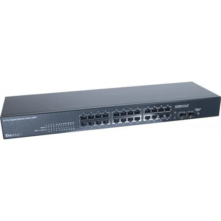 deXlan - Switch - nicht verwaltet - 24 x 10/100/1000 + 2 x SFP - an Rack montierbar (891026)