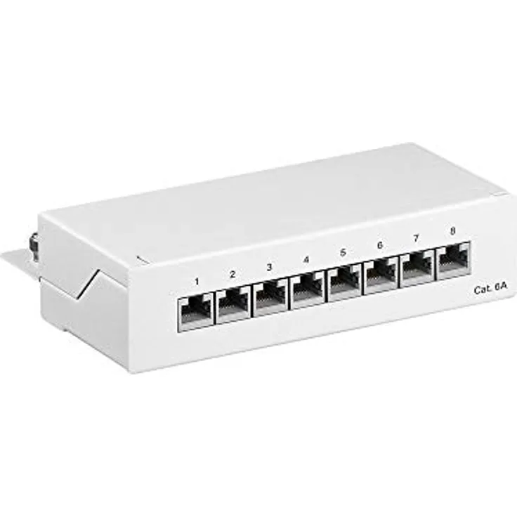 Cat 6a Patchpanel Mini-Büro, 8 Ports, Weiß
