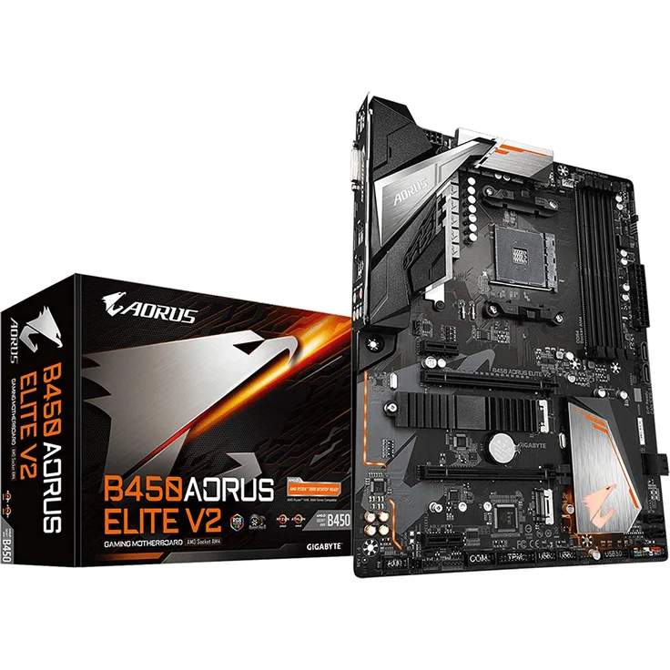 Gigabyte B450 AORUS Elite V2 - ATX, AMD B450, Sockel AM4, Dual-channel DDR4-SDRAM (B450 AORUS ELITE V2) – Bild 1