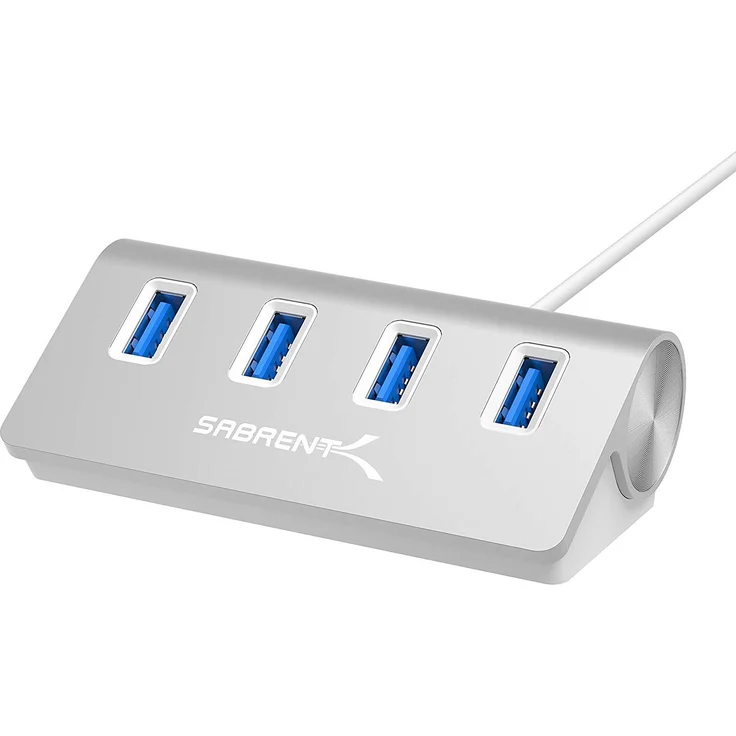 Sabrent USB HUB - Premium 4-Port USB 3.0 Silber Aluminum Hub (76cm Kabel) für iMac, MacBook, MacBook Pro, MacBook Air, Mac Mini oder einem beliebigen PC [Silber] (HB-MAC3) – Bild 1
