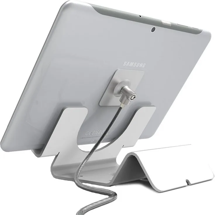 Maclocks Universal Security Tablet Halter mit Kabelschloss für z.B. Apple iPad Air 2, iPad 9,7'' (2017), iPad Pro, Samsung Galaxy Tab uvm. [weiß | Aluminium | Diebstahlschutz] - CL12UTH WB