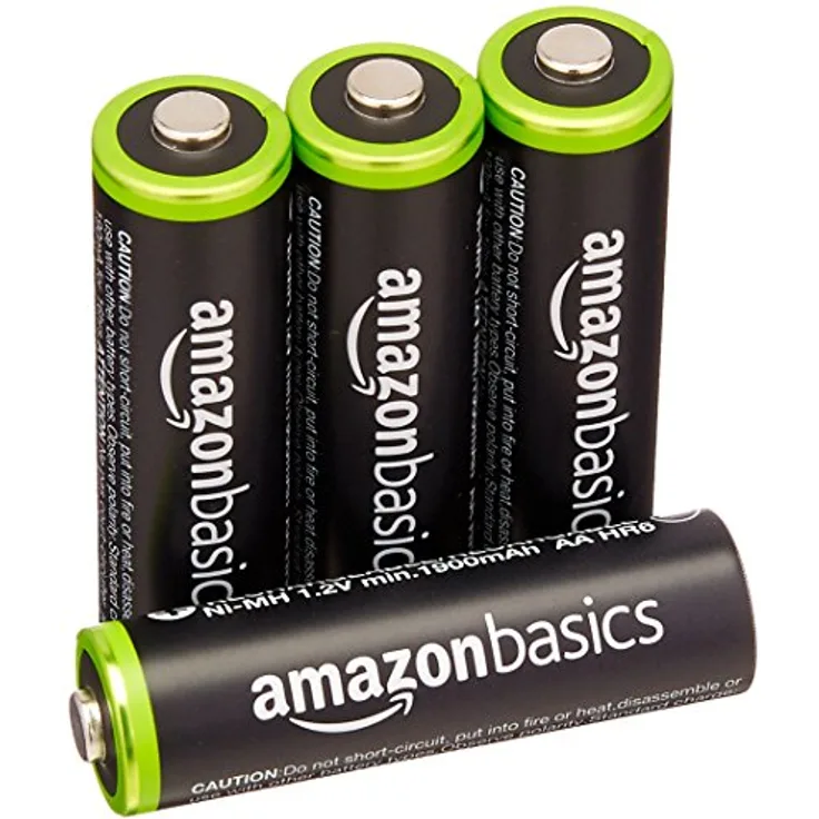 AmazonBasics AA-Batterien, wiederaufladbar, vorgeladen, 4 Stück (Aussehen kann variieren)