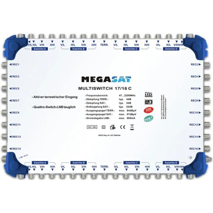 Megasat Multischalter 17/16 C Kaskade Multiswitch DiSEqC Verteiler erweiterbar Q