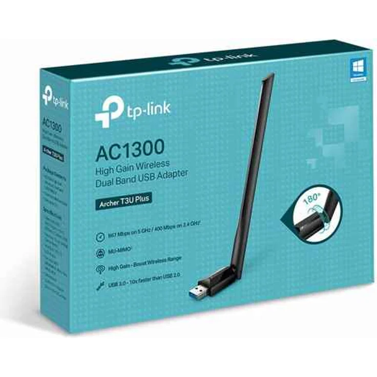 TP-Link Archer T3U Plus AC1300 High Gain Dualband USB Stick WLAN-Adapter mit High-Gain Antennen (bis zu 867 Mbit-s auf 5GHz und 400 Mbit-s auf 2,4GHz, Kompatibel mit Windows 10-8.1-8-7 und Mac OS X) – Bild 2