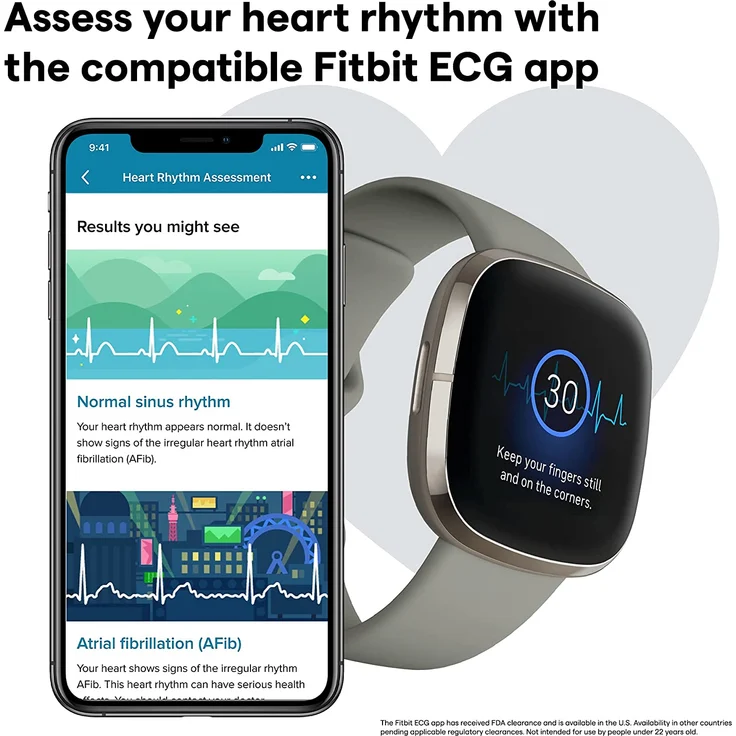 Fitbit Sense Smartwatch GPS, Unisex, S/L, Aluminiumgehäuse, Silber – Bild 5
