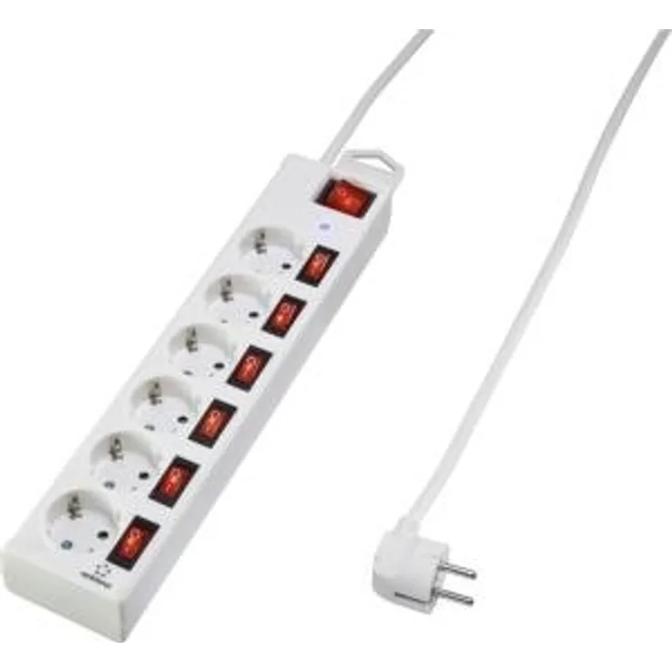 renkforce Überspannungsschutz-Steckdosenleiste 6-fach weiß Schutzkontakt renkforce