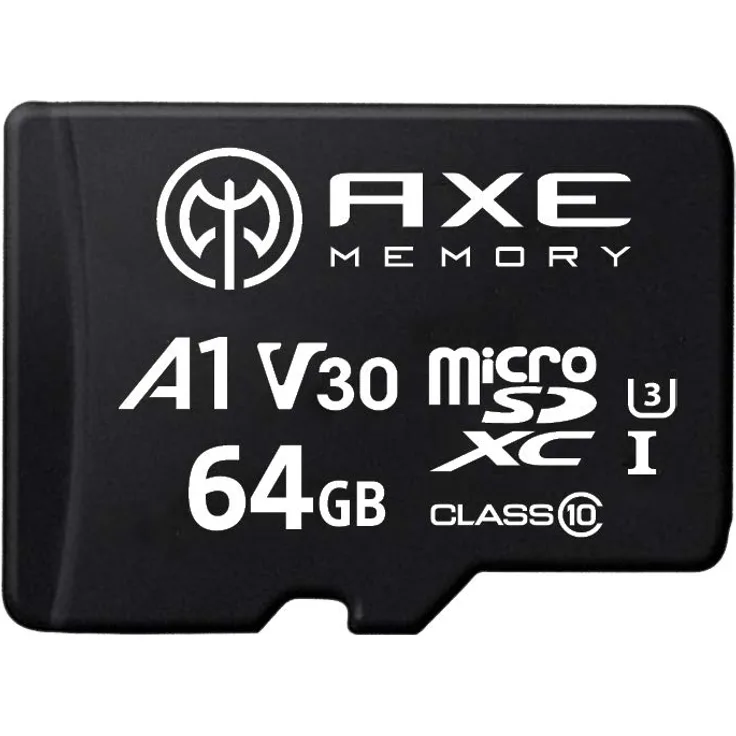 AXE AXP4K64 MicroSDXC Speicherkarte + SD Adapter mit A1 App Performance, V30 UHS-I U3 4K