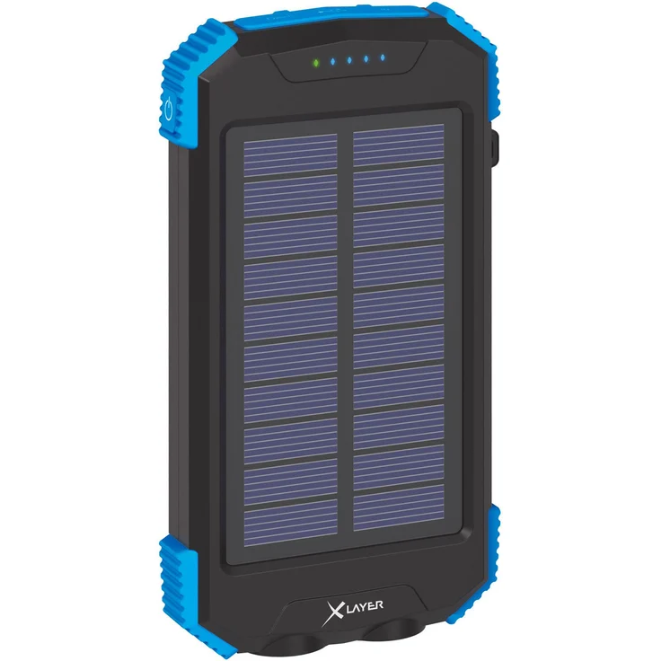 XLayer Powerbank Plus Solar Wireless 10000mAh Schwarz-Blau (12970101738) – Bild 1